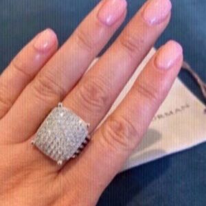 David Yurman Silver Pave Diamond Ring sz8